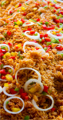 A bowl of jollof rice